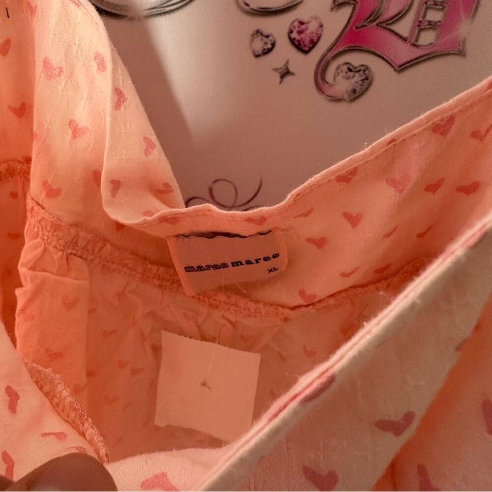 Maree maree tank top brand new with tags XL Pink Ruffled Crop Top hearts - Picture 4 of 8